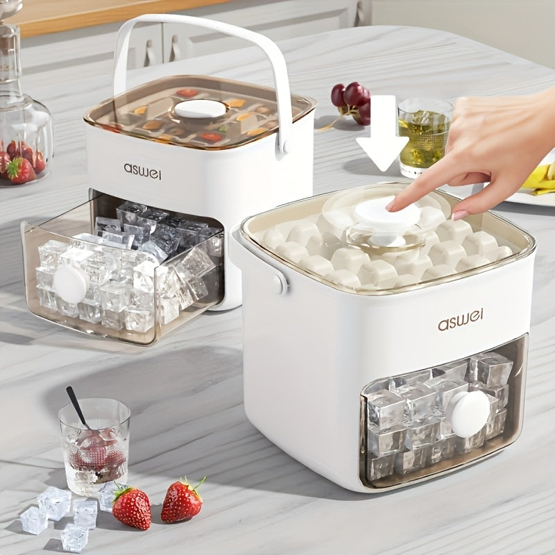 48-Cube Double-Layer Ice Tray Mold with Large Capacity Storage - Easy Press, Multi-Color Ice Maker for Home Use, Durable Plastic